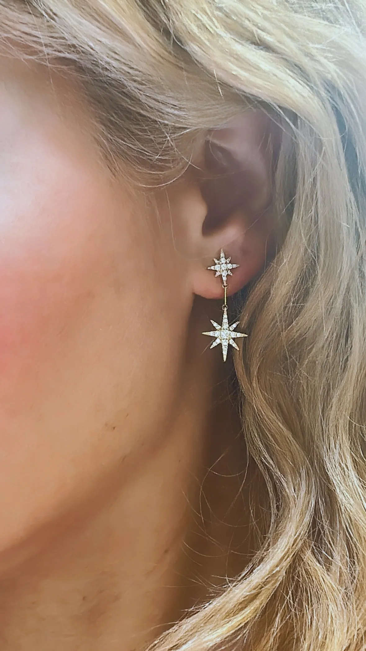 0.54ct tw Starburst Double Diamond Drop Dangling Earrings