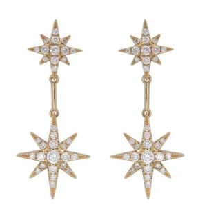 0.54ct tw Starburst Double Diamond Drop Dangling Earrings