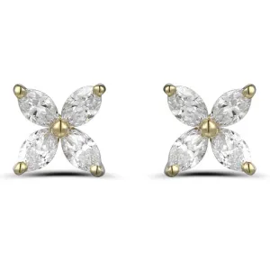 0.62 CT T.W. Ladies Diamond Flower Shape Marquise Stud Earrings