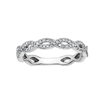 (10K, 14K) White Gold (0.15ct) Diamond Infinity Ring