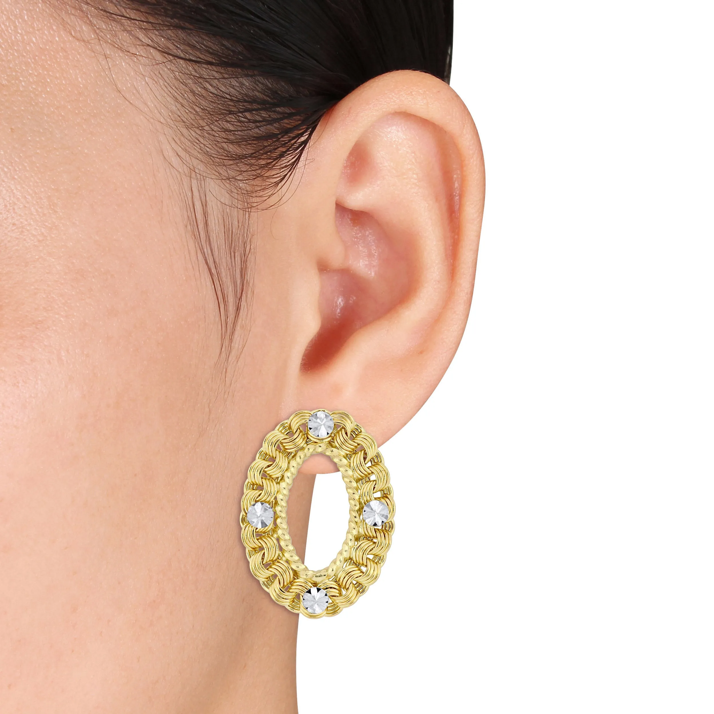 10K Yellow Gold Oval Scallop Earrings