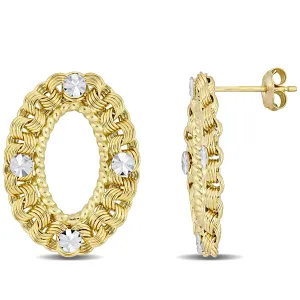 10K Yellow Gold Oval Scallop Earrings