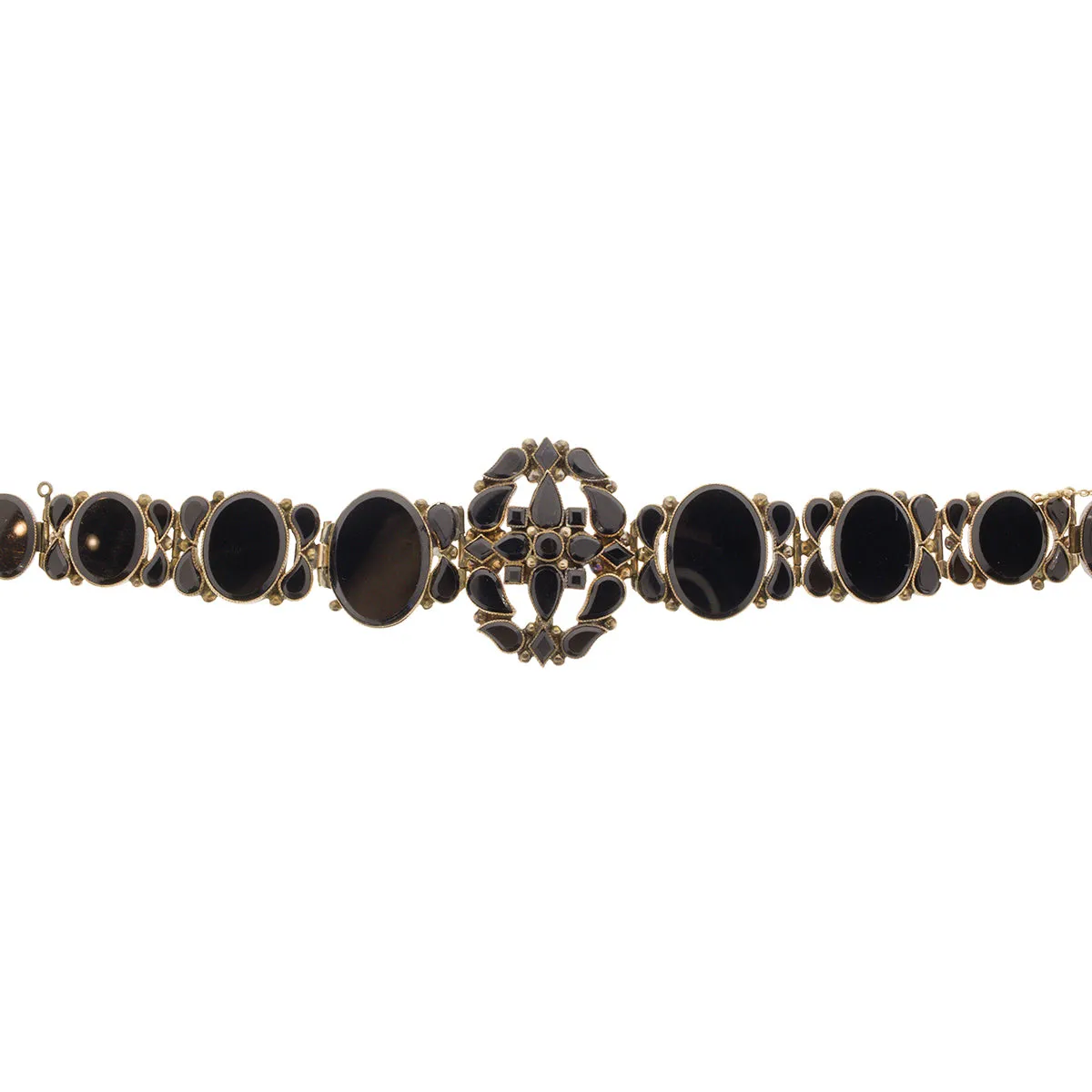 10K Yellow Gold Victorian Onyx Link Bracelet
