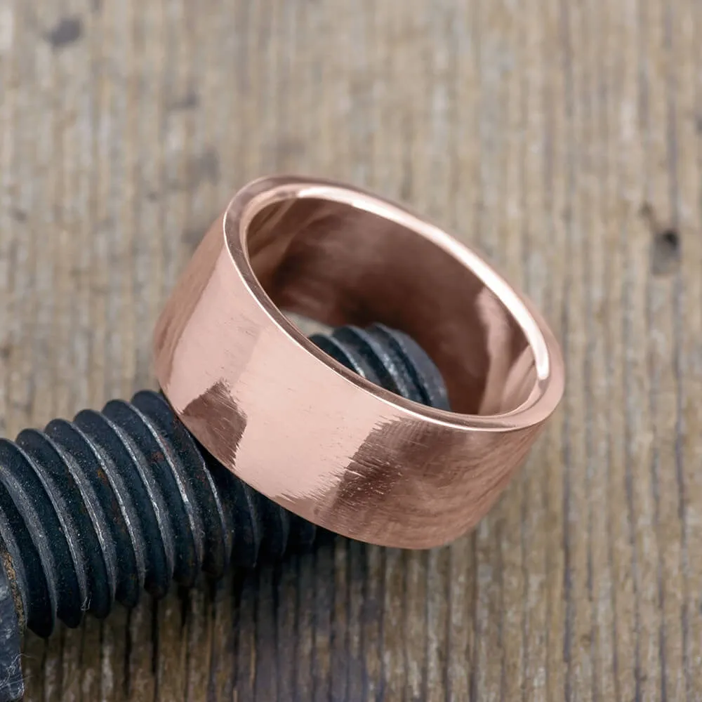 10mm 14k Rose Gold Mens Wedding Ring, Polished