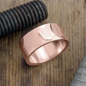 10mm 14k Rose Gold Mens Wedding Ring, Polished