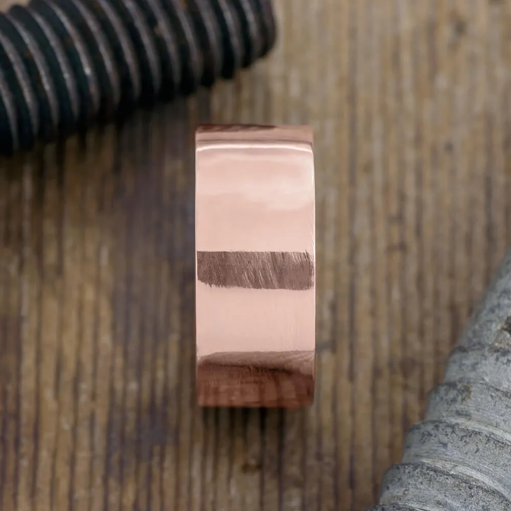 10mm 14k Rose Gold Mens Wedding Ring, Polished