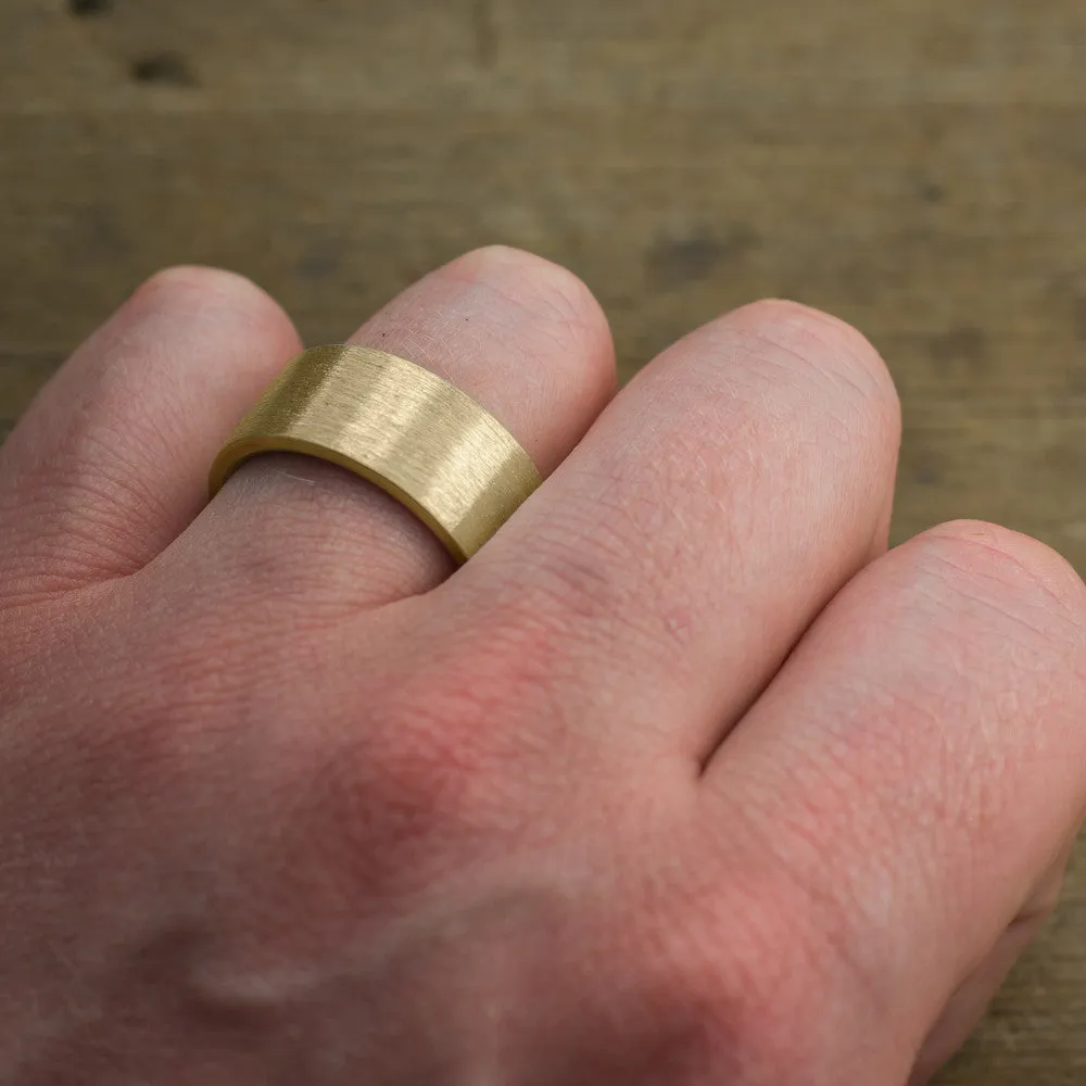 10mm 14K Yellow Gold Men's Wedding Band, Brushed Matte Finish