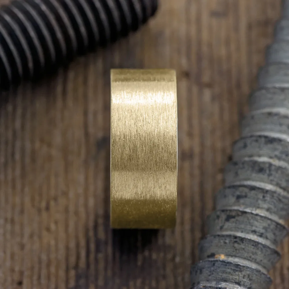 10mm 14K Yellow Gold Men's Wedding Band, Brushed Matte Finish