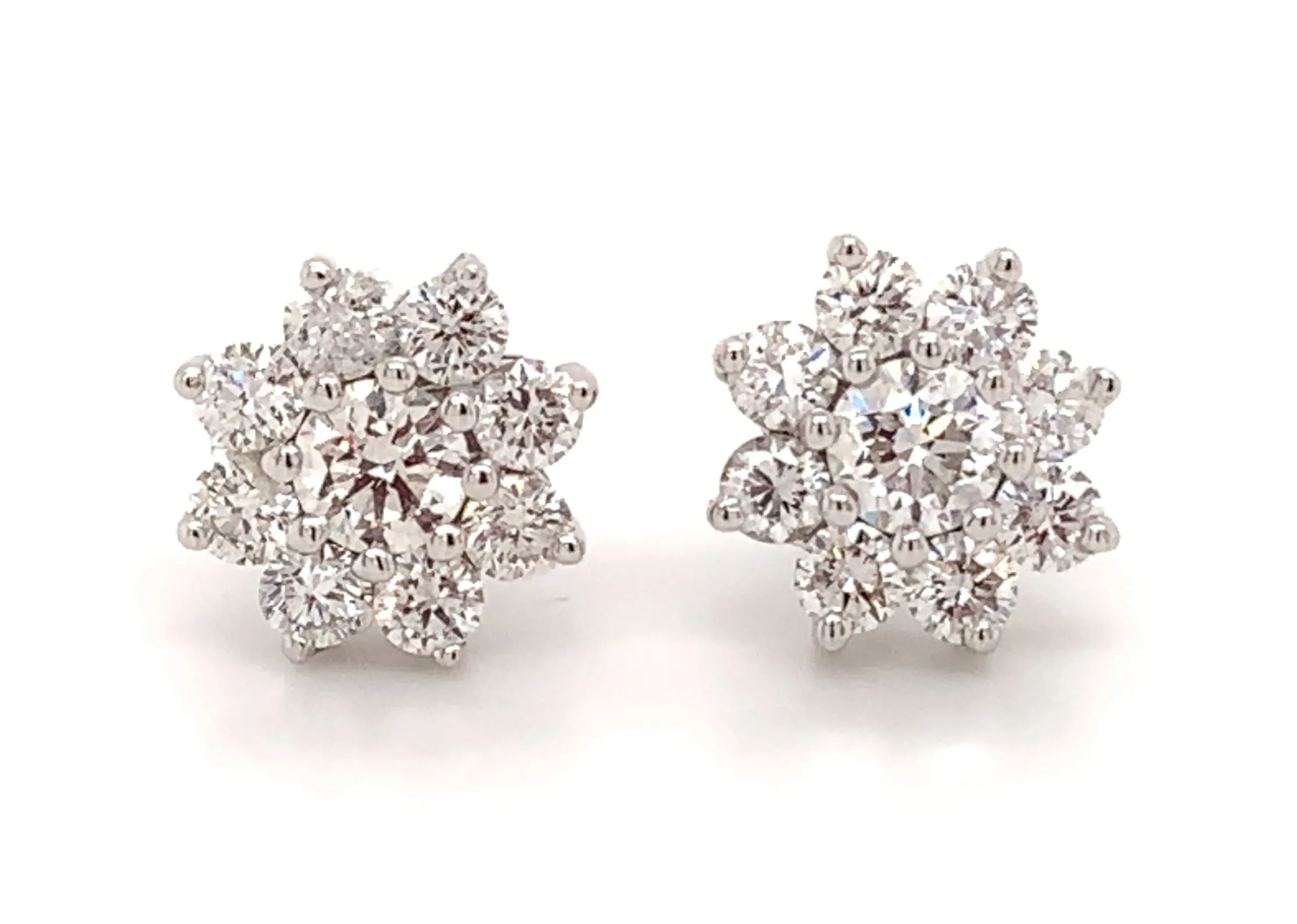 1.21ctw Diamond Flower Stud Earrings
