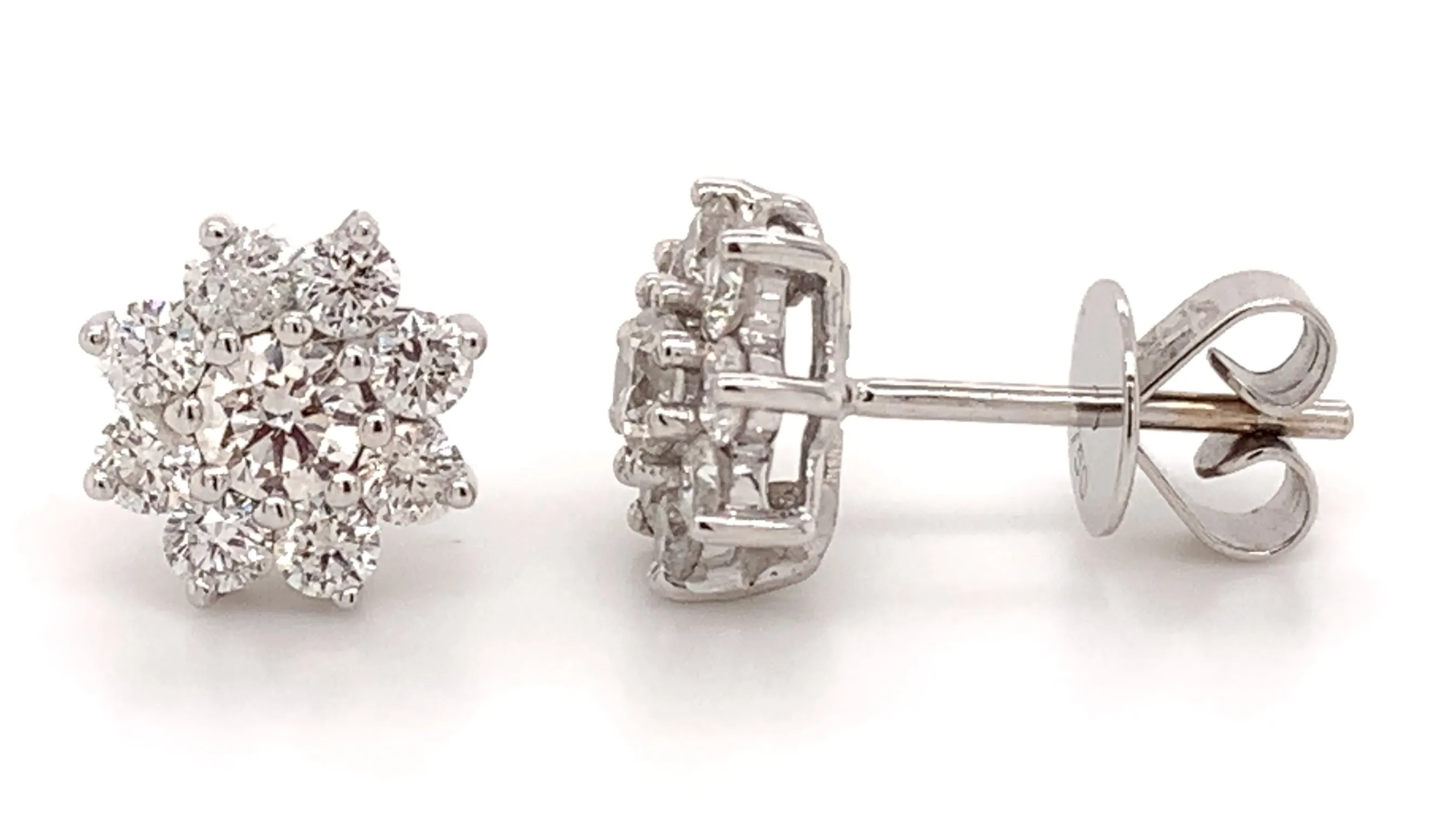 1.21ctw Diamond Flower Stud Earrings