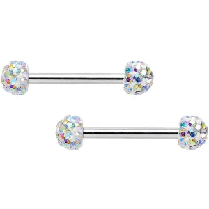 14 Gauge 9/16 Aurora Ferido White Ball Ends Nipple Barbell Set