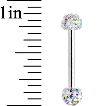 14 Gauge 9/16 Aurora Ferido White Ball Ends Nipple Barbell Set