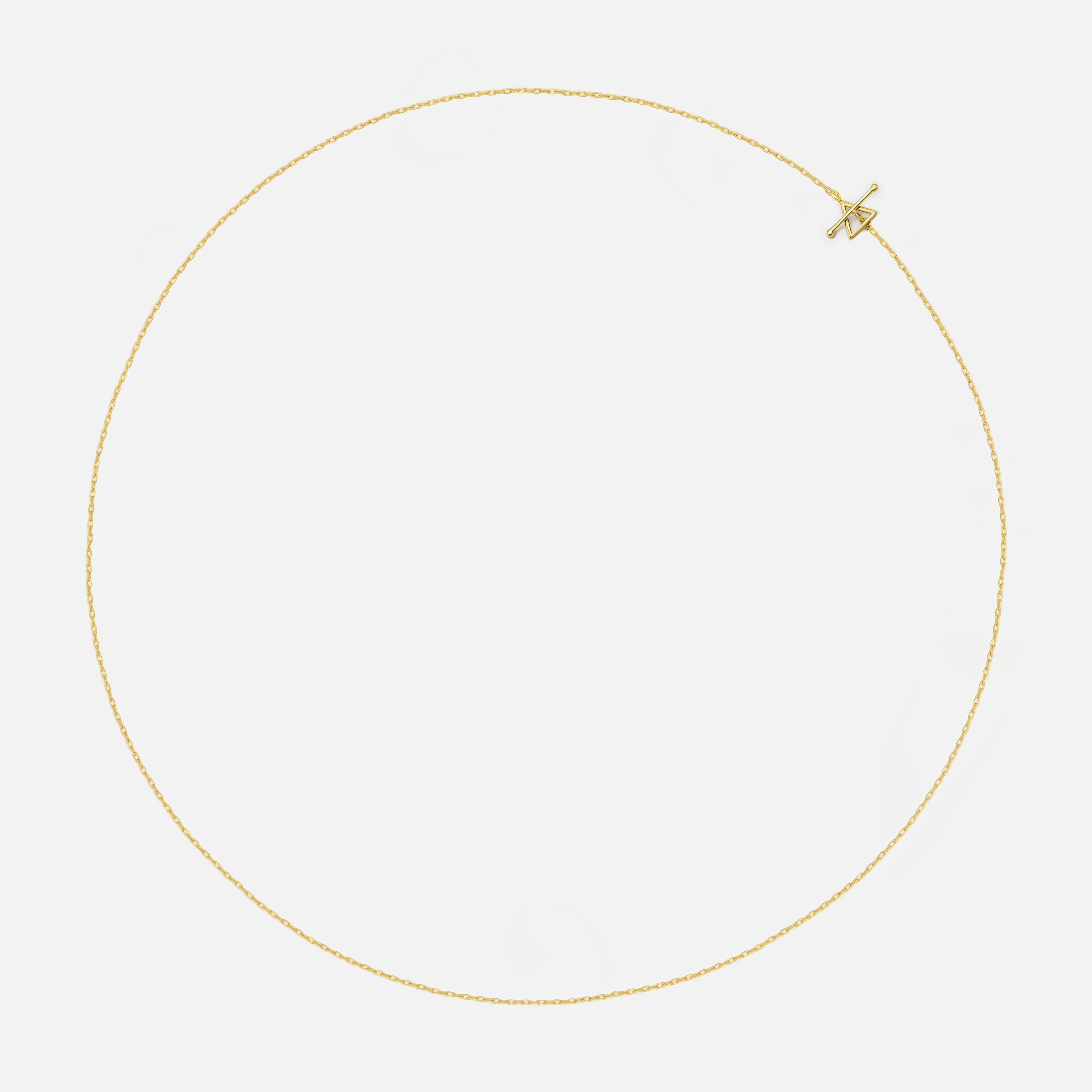 14k Solid Gold Thin Geometric Triangle Necklace