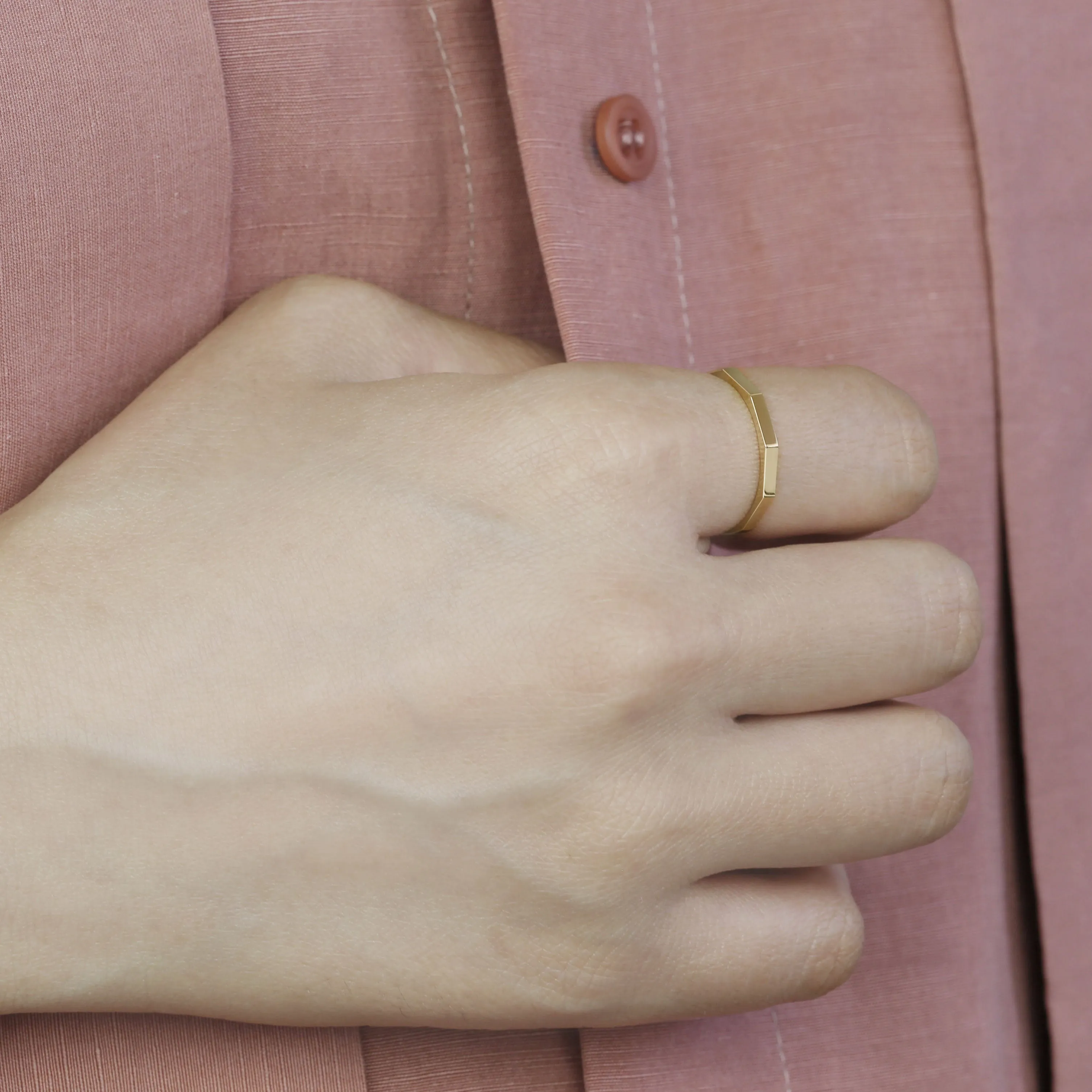 14k Solid Gold Two-Sided Ring