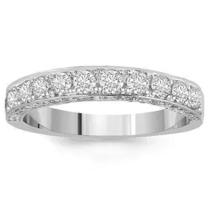 14K White Solid Gold Womens Diamond Wedding Ring Band 0.9 Ctw