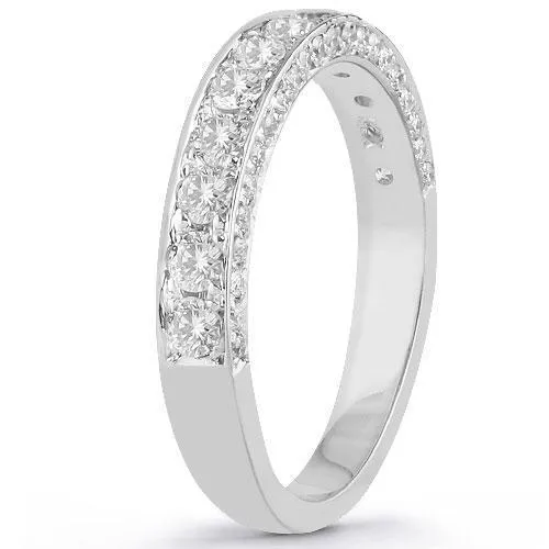 14K White Solid Gold Womens Diamond Wedding Ring Band 0.9 Ctw