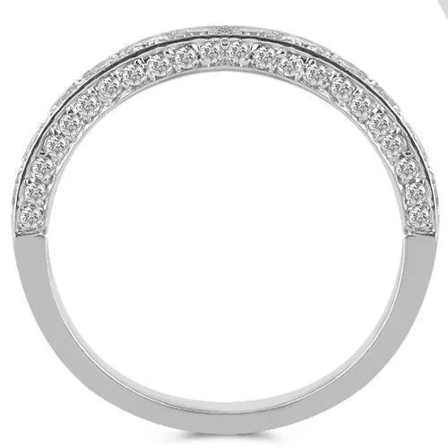 14K White Solid Gold Womens Diamond Wedding Ring Band 0.9 Ctw
