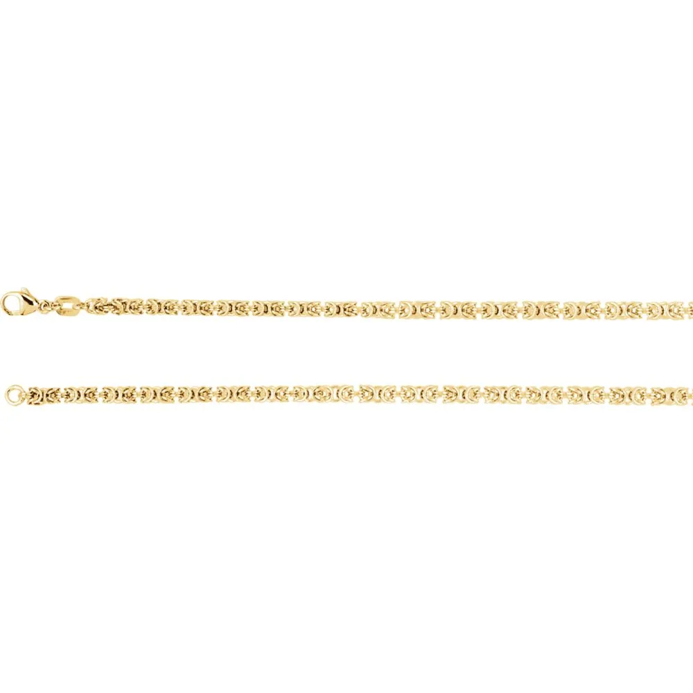 14k Yellow Gold 2.75mm Solid Byzantine 18" Chain