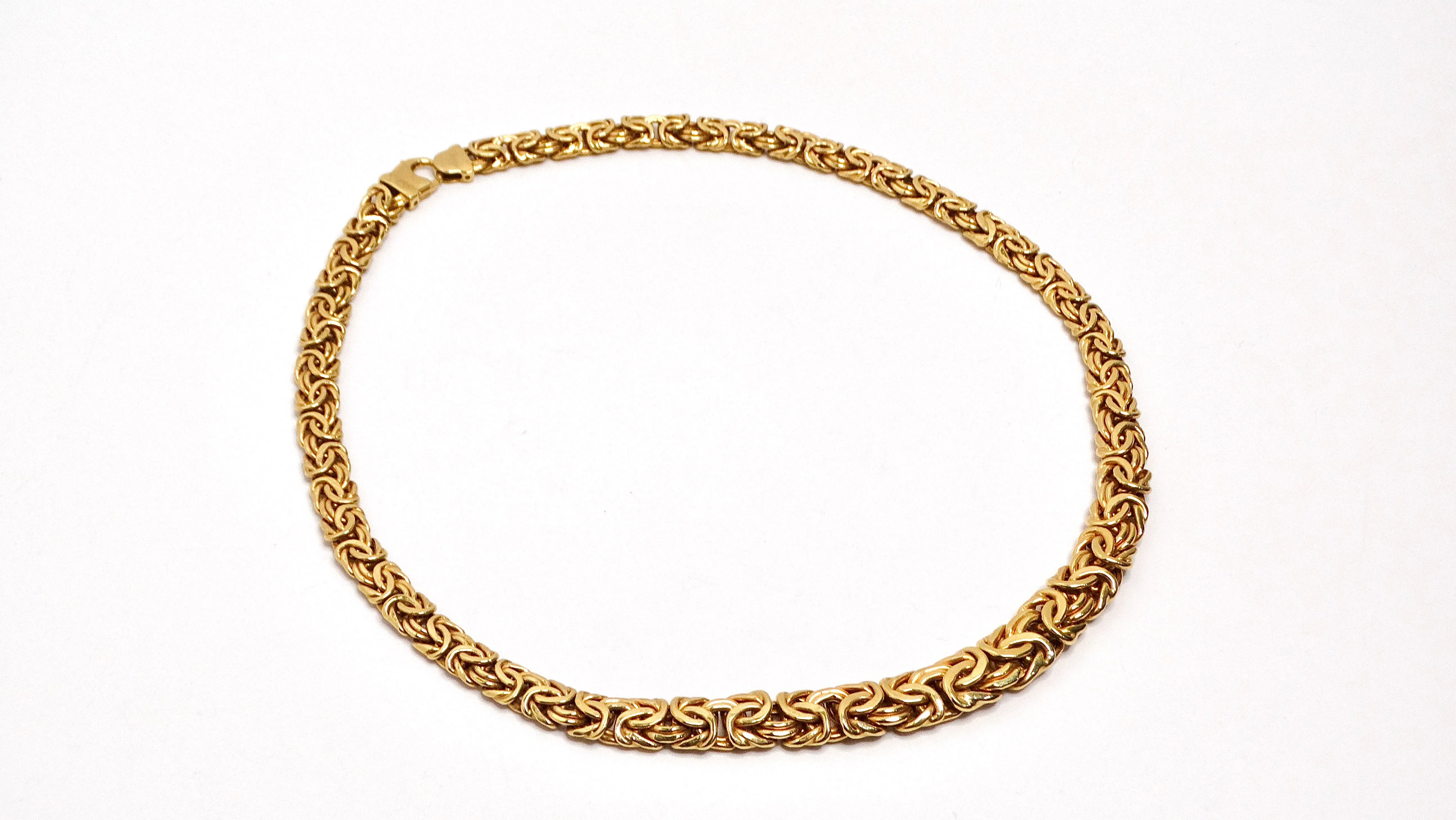 14k Yellow Gold Byzantine Graduated Chain Collar Necklace
