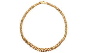 14k Yellow Gold Byzantine Graduated Chain Collar Necklace