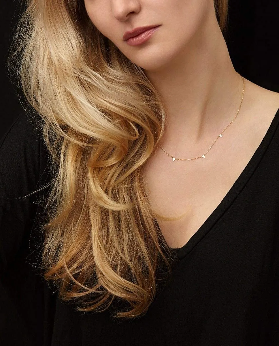 14K Yellow Gold Polished Triangle Minimalist Necklace