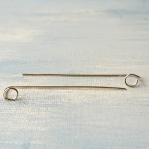 14kt Gold Filled Threader Circle Stick Dangle Earrings - 2.5" long