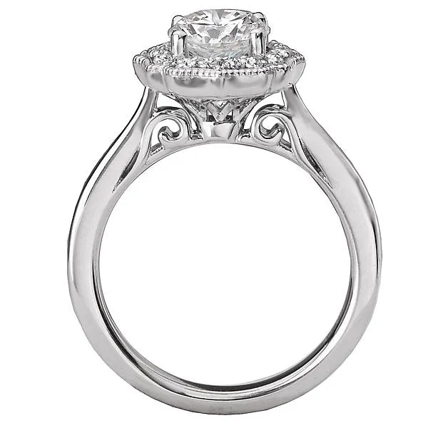 14kt White Gold Halo Semi-Mount Diamond Ring