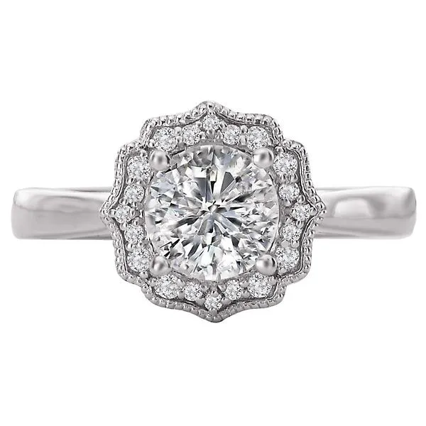 14kt White Gold Halo Semi-Mount Diamond Ring