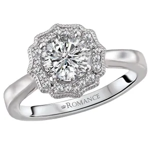 14kt White Gold Halo Semi-Mount Diamond Ring