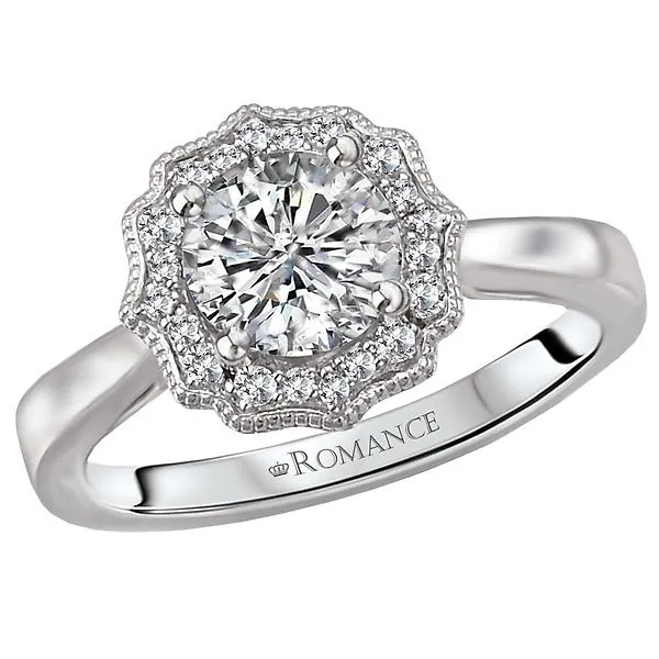 14kt White Gold Halo Semi-Mount Diamond Ring