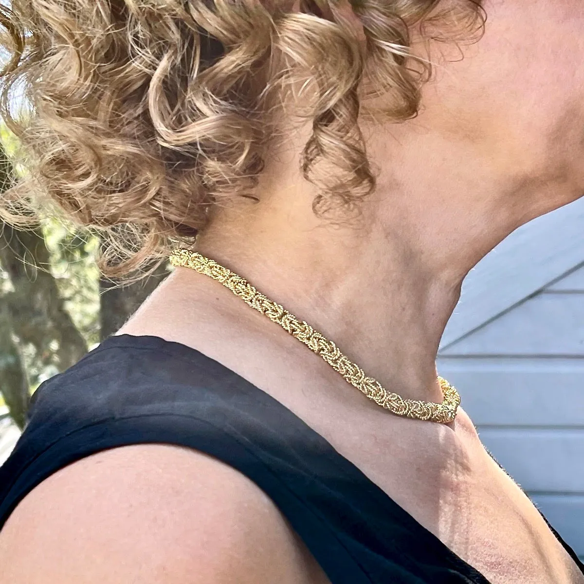 16" Handcrafted 24K Champagne Gold Vermeil 6mm Byzantine Choker with Toggle Clasp