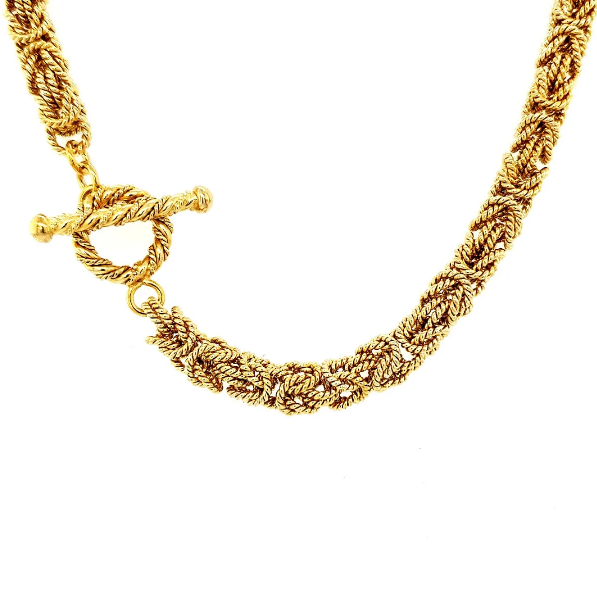 16" Handcrafted 24K Champagne Gold Vermeil 6mm Byzantine Choker with Toggle Clasp
