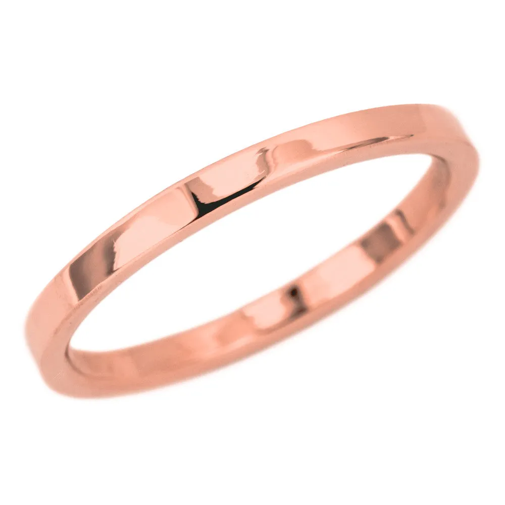 1.7mm Wide x 1.7mm 14k Rose Gold Square Wedding Band, Polished