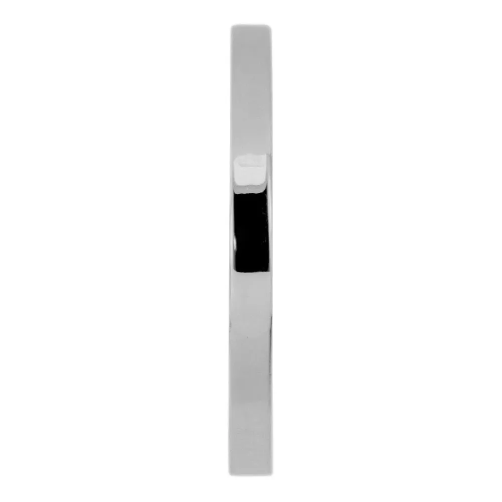 1.7mm Wide x 1.7mm 14k White Gold Square Wedding Band, Polished