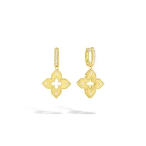 18K Yellow Gold Roberto Coin Princess Cut Diamond Flower Earrings