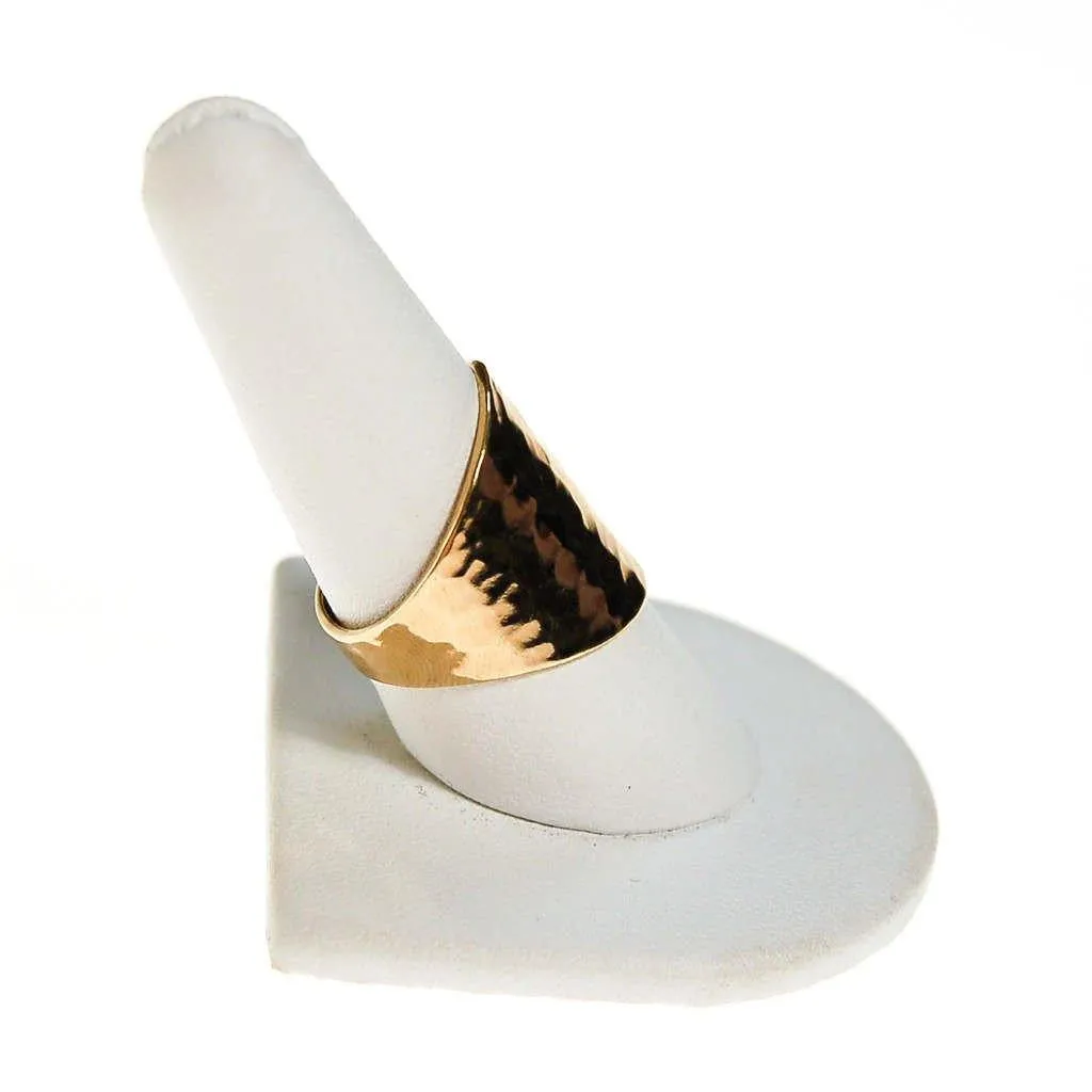 18kt Gold Plated Wide Hammered Band Ring