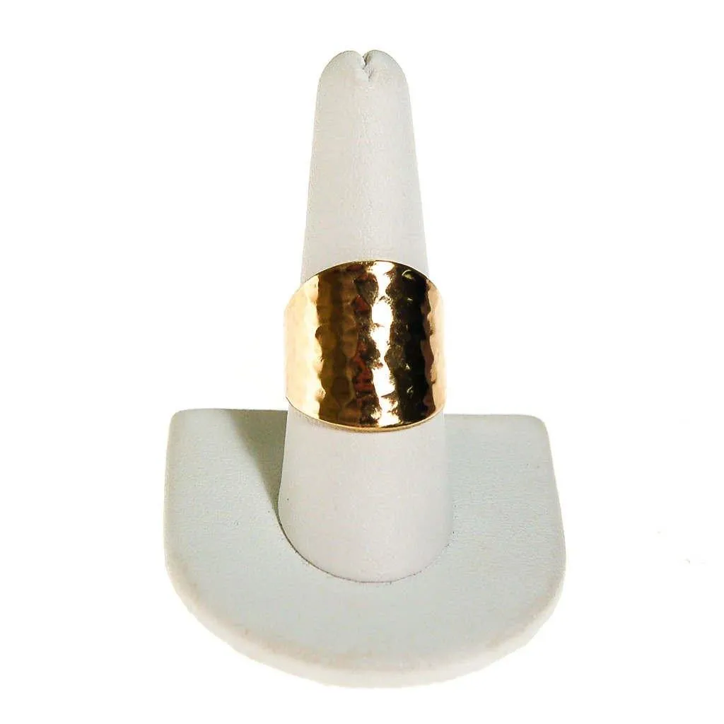 18kt Gold Plated Wide Hammered Band Ring