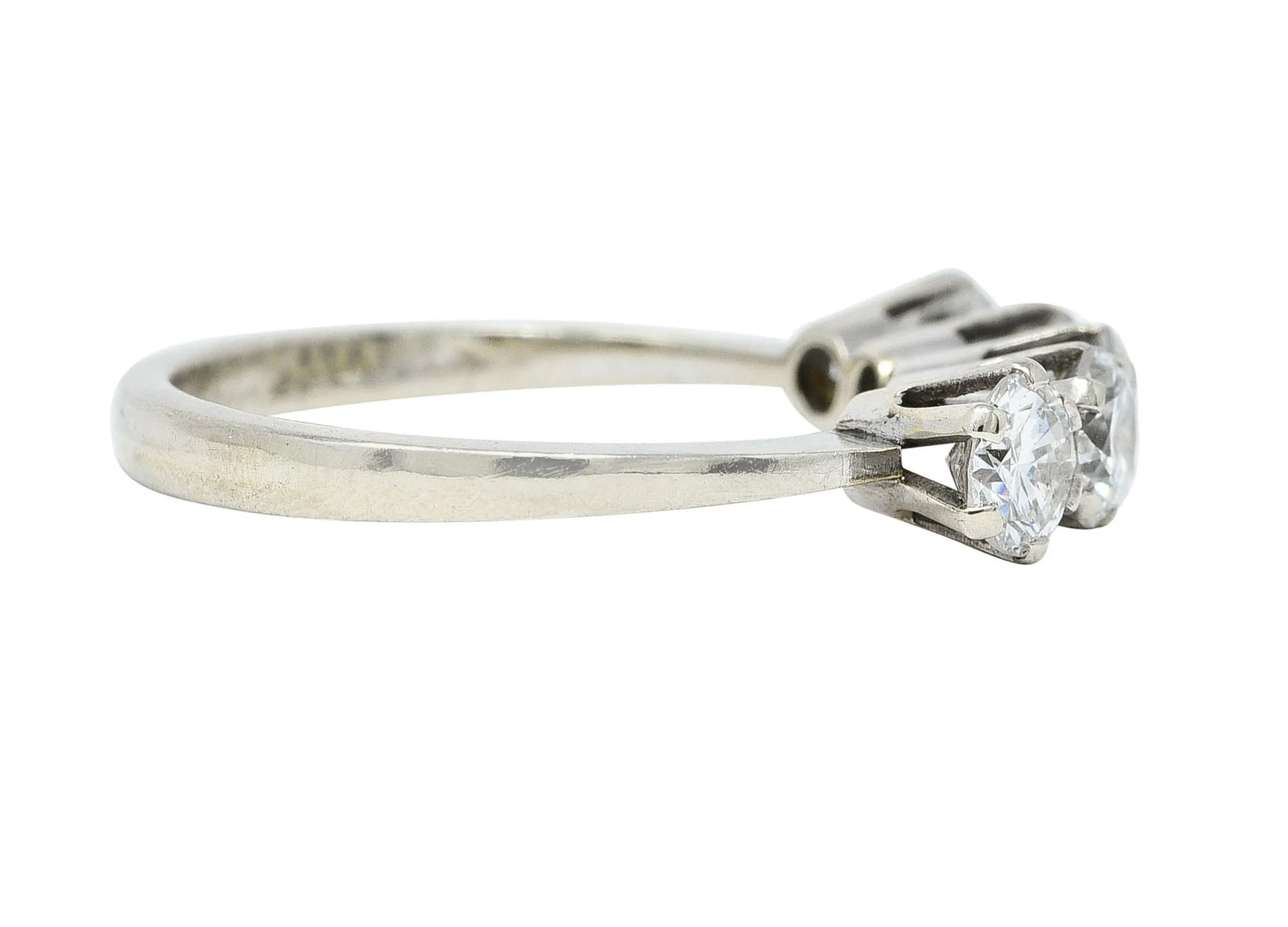 1950's Mid-Century 1.25 CTW Diamond 14 Karat White Gold Five Stone Ring