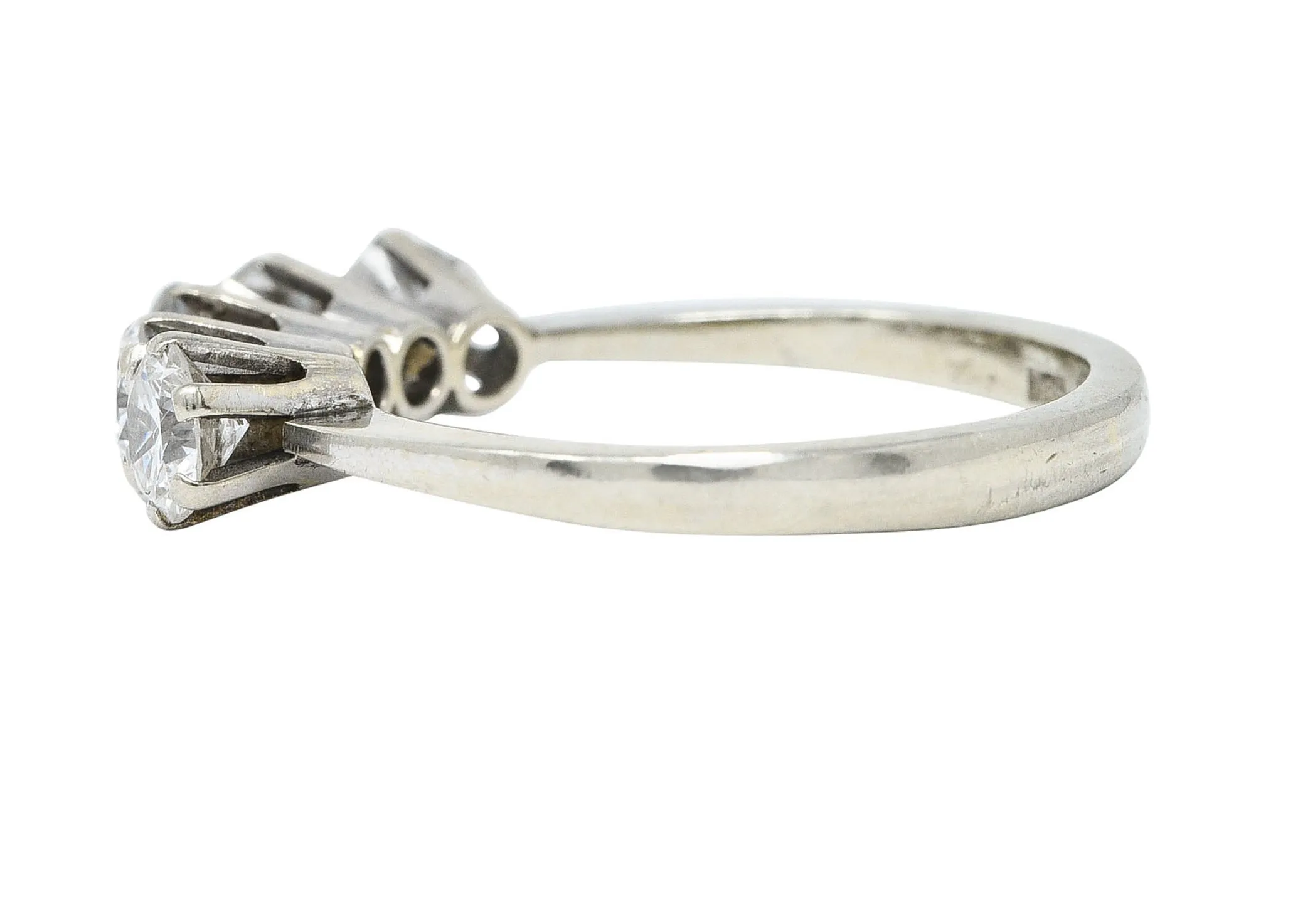 1950's Mid-Century 1.25 CTW Diamond 14 Karat White Gold Five Stone Ring