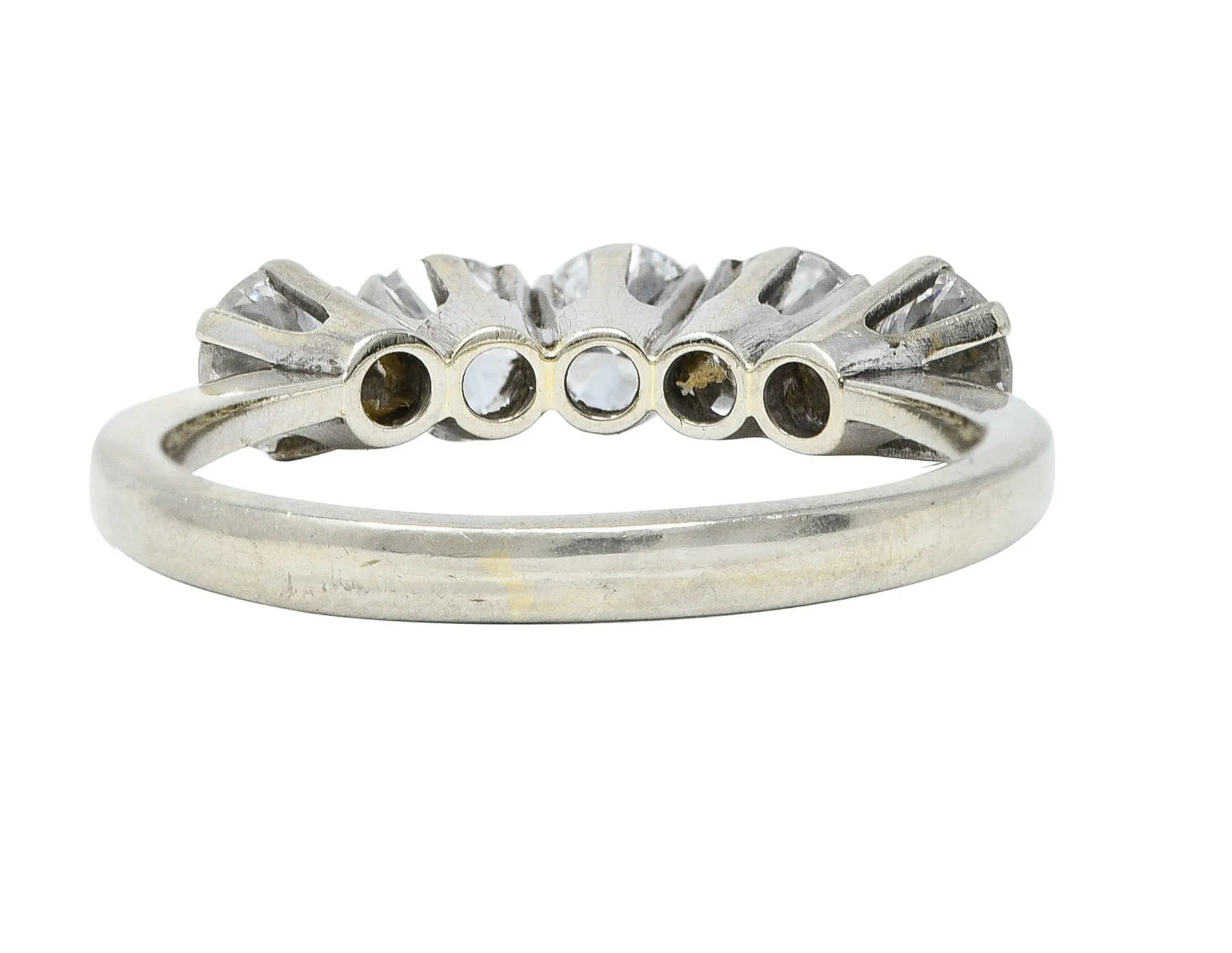 1950's Mid-Century 1.25 CTW Diamond 14 Karat White Gold Five Stone Ring