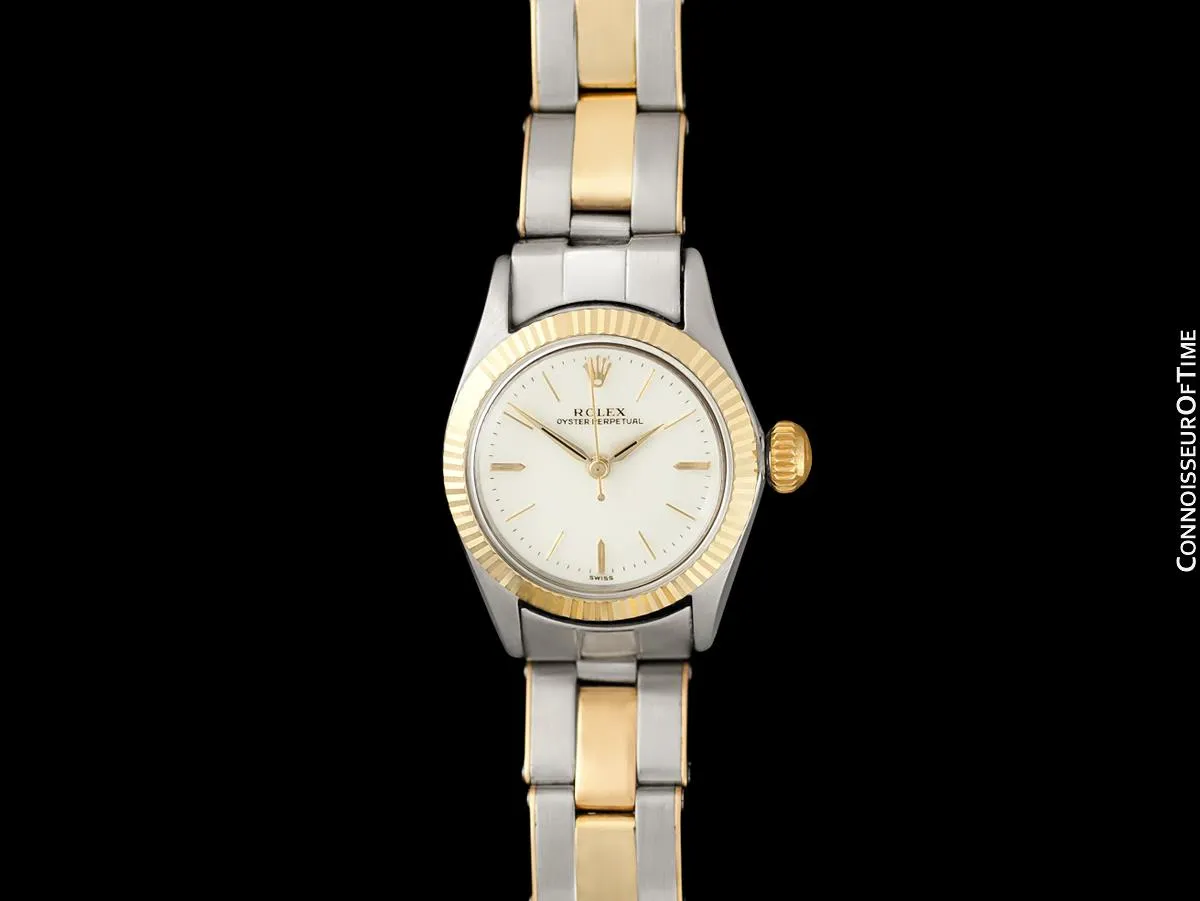 1960 Rolex Oyster Perpetual Ladies Vintage No Date Watch - Stainless Steel & 18K Gold