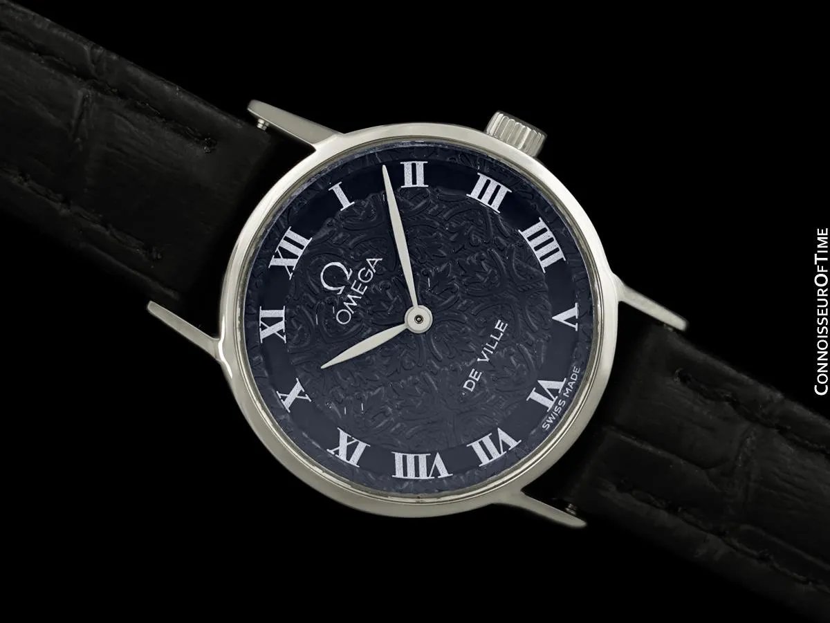 1971 Omega De Ville Vintage Ladies Handwound Dress Watch with Embossed Dial - Stainless Steel