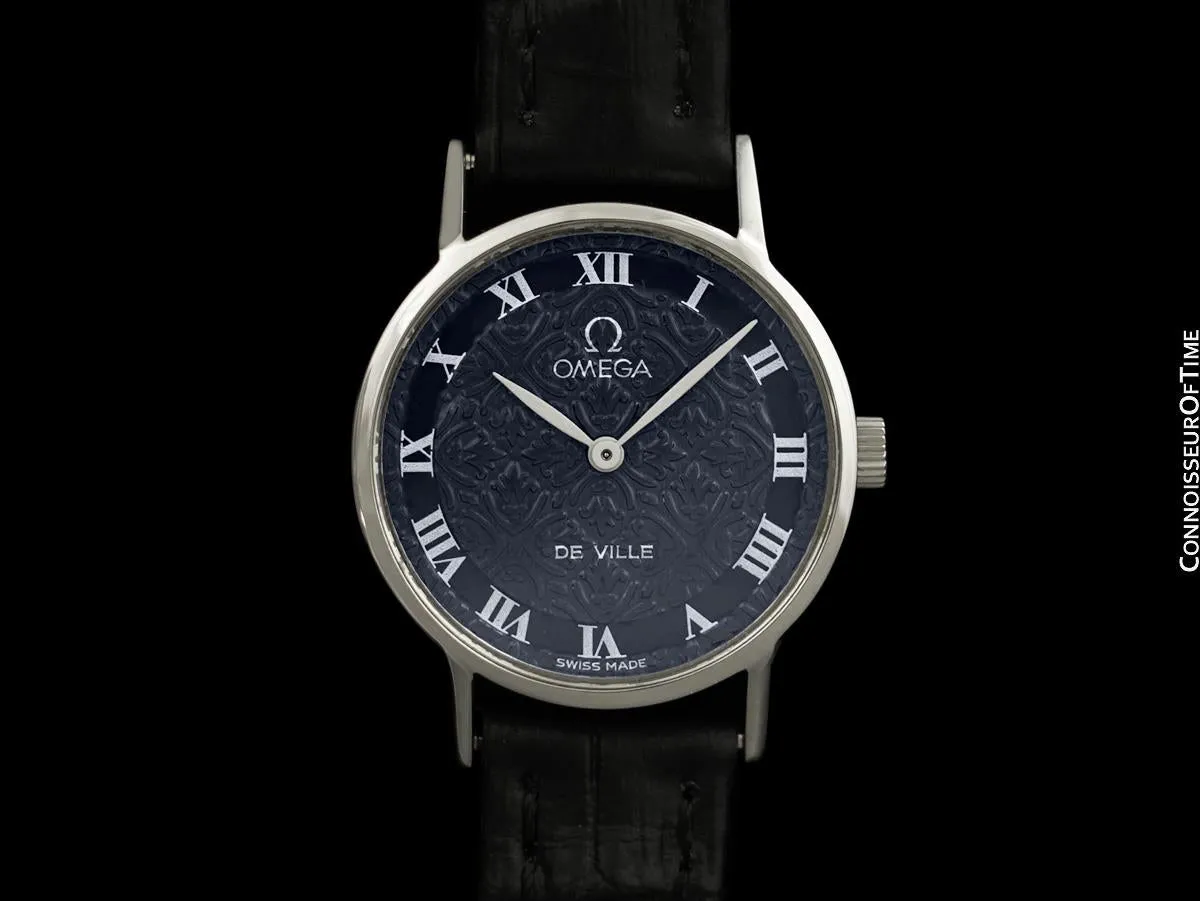 1971 Omega De Ville Vintage Ladies Handwound Dress Watch with Embossed Dial - Stainless Steel