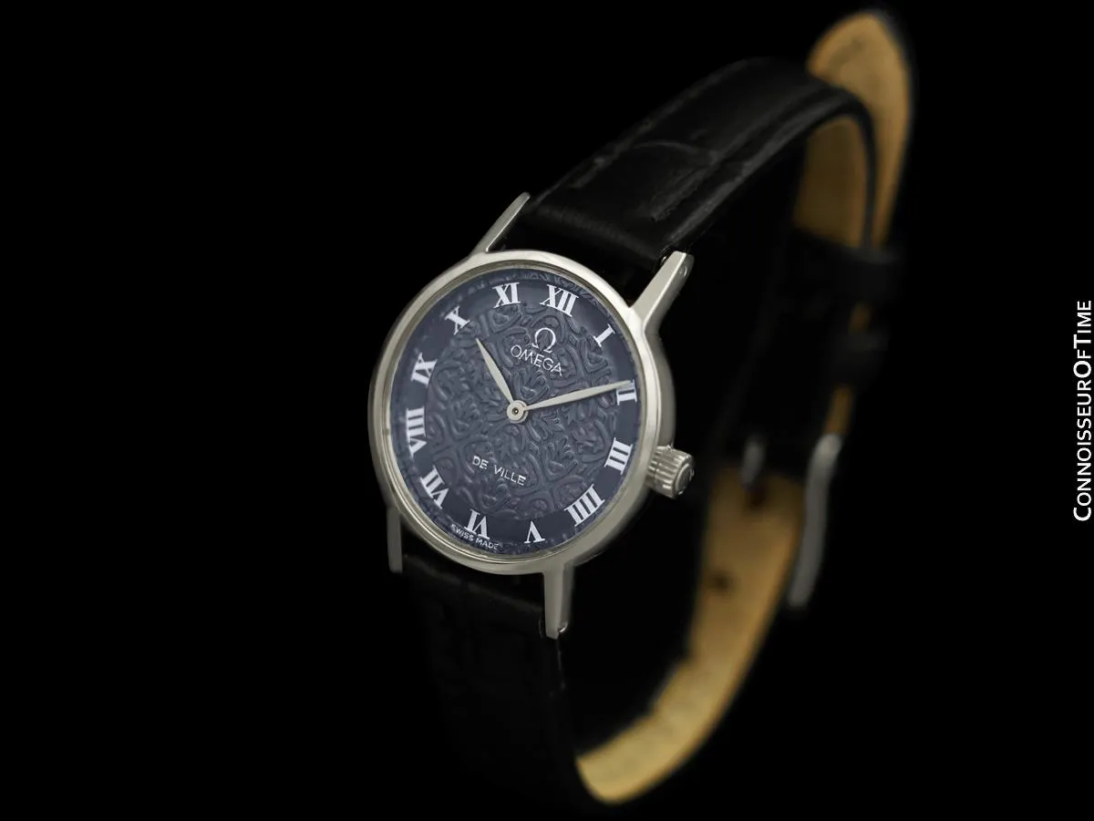 1971 Omega De Ville Vintage Ladies Handwound Dress Watch with Embossed Dial - Stainless Steel