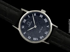 1971 Omega De Ville Vintage Ladies Handwound Dress Watch with Embossed Dial - Stainless Steel