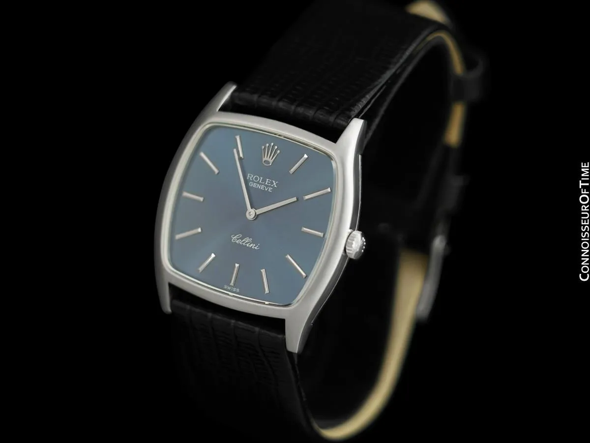 1981 Rolex Cellini Vintage Mens Handwound TV Watch, Ref. 3805 - 18K White Gold