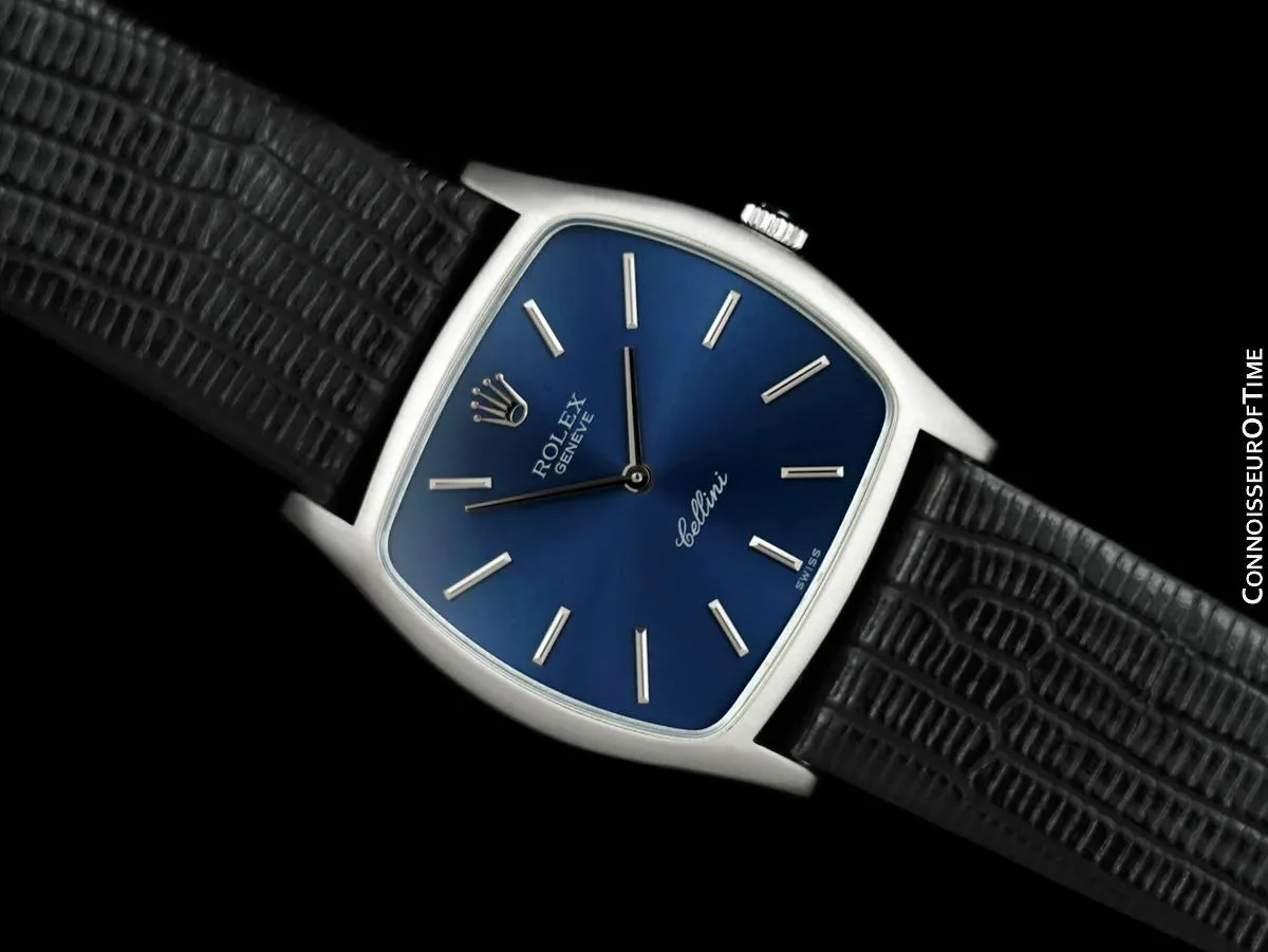 1981 Rolex Cellini Vintage Mens Handwound TV Watch, Ref. 3805 - 18K White Gold
