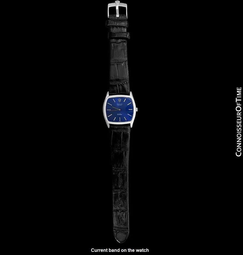 1981 Rolex Cellini Vintage Mens Handwound TV Watch, Ref. 3805 - 18K White Gold