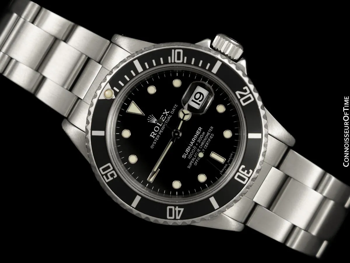 1984 Rolex Submariner Vintage Mens Ref. 16800 Stainless Steel Watch - Box & Service Card