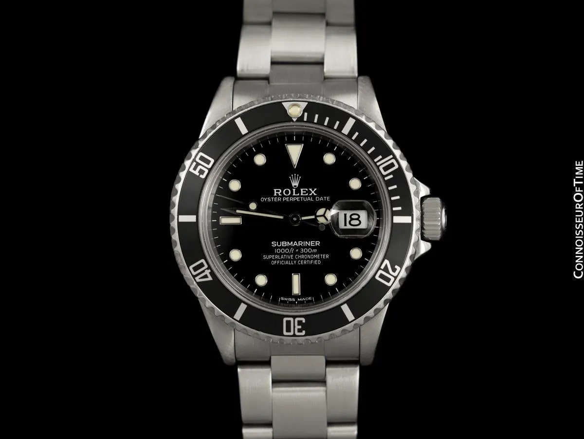 1984 Rolex Submariner Vintage Mens Ref. 16800 Stainless Steel Watch - Box & Service Card